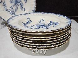 SET OF 9- HTF Royal Worcester England China MANSFIELD Blue Rimmed Soup Bowls
