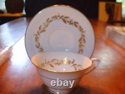 Set 10 Elegant Vintage Gold Gilded Royal Worcester Saguenay Cups & Saucers