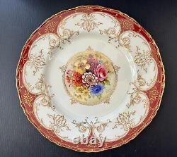 Set 12 Royal Worcester England Hand Painted Floral Dinner Plates