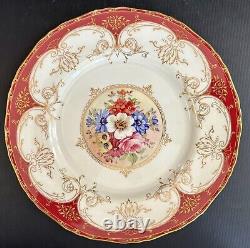 Set 12 Royal Worcester England Hand Painted Floral Dinner Plates