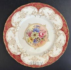 Set 12 Royal Worcester England Hand Painted Floral Dinner Plates