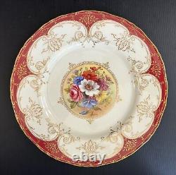 Set 12 Royal Worcester England Hand Painted Floral Dinner Plates