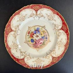 Set 12 Royal Worcester England Hand Painted Floral Dinner Plates