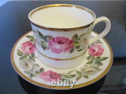 Set 12 Royal Worcester Royal Garden Pink White Rose Gold Gilt Tea Cups Saucers