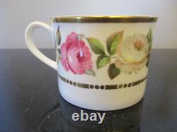 Set 12 Royal Worcester Royal Garden Pink White Rose Gold Gilt Tea Cups Saucers