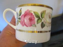 Set 12 Royal Worcester Royal Garden Pink White Rose Gold Gilt Tea Cups Saucers