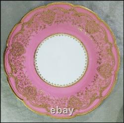 Set 4 Marshall Field & Company Royal Worcester Plates Pink Raised Gold 9 1/4