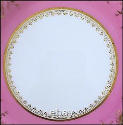 Set 4 Marshall Field & Company Royal Worcester Plates Pink Raised Gold 9 1/4