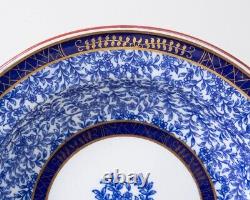 Set 6 Antique Royal Worcester Flow Blue Bowl Plates Floral W2951 Gold Trim 10