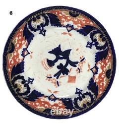Set 6 Imari Dinner Plates Chamberlain's China Worcester Bond St pre Victorian