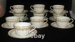Set Of 10 Royal Worcester Fine Bone China Cromwell Pattern Cup And Saucer Set