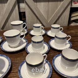 Set Of 12 Royal Worcester Medici Blue Cups & Saucers. (6 Tea/6 Expresso)