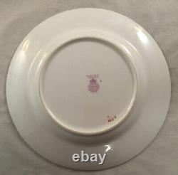 Set Of 12 Royal Worcester Porcelain Dessert / Salad Plates Gilt Pink Rose Swag