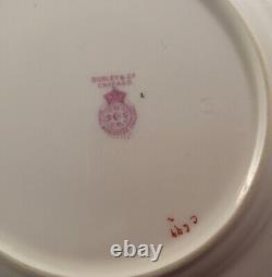 Set Of 12 Royal Worcester Porcelain Dessert / Salad Plates Gilt Pink Rose Swag