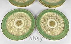 Set Of 18 Royal Worcester Cabinet Fruit Dessert Plates Gold Gilded and Green