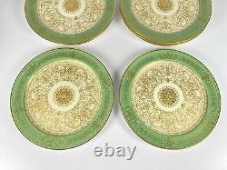 Set Of 18 Royal Worcester Cabinet Fruit Dessert Plates Gold Gilded and Green