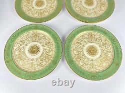 Set Of 18 Royal Worcester Cabinet Fruit Dessert Plates Gold Gilded and Green