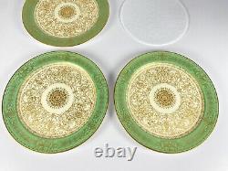 Set Of 18 Royal Worcester Cabinet Fruit Dessert Plates Gold Gilded and Green