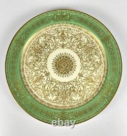 Set Of 18 Royal Worcester Cabinet Fruit Dessert Plates Gold Gilded and Green