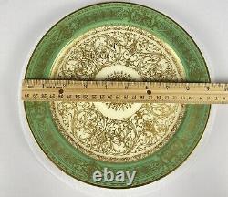 Set Of 18 Royal Worcester Cabinet Fruit Dessert Plates Gold Gilded and Green