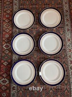 Set Of 6 Royal Worcester Regency Cobalt Blue 10.75 Inch Dinner Plates