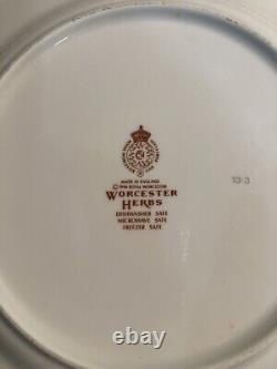 Set Of 8 Royal Worcester Herbs 8 Plates. Sage. Green Trim. Fine Porcelain