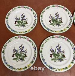 Set Of 8 Royal Worcester Herbs 8 Plates. Sage. Green Trim. Fine Porcelain