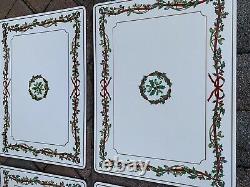 Set Of 8 Vintage Discontinued Royal Worcester Holly Ribbon Rectangular Placemats