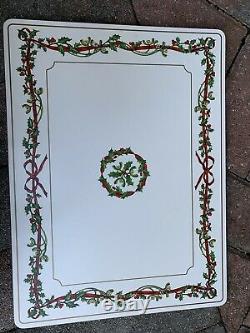 Set Of 8 Vintage Discontinued Royal Worcester Holly Ribbon Rectangular Placemats