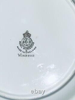 Set Of 8 Windsor (older, Green Trim) By Royal Worcester-8 Diameter Mint Cond