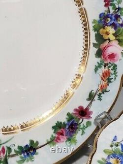 Set Of 9 Pre 1862 Royal Worcester 9 Plates Handpainted Flowers