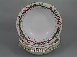 Set Of Four Royal Worcester Holly Ribbons 6 3/4/17cm Cereal Bowls