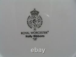 Set Of Four Royal Worcester Holly Ribbons 8/20cm Dessert/salad Plates
