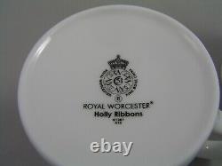 Set Of Six Royal Worcester Holly Ribbons Large Coffee Mugs