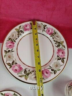 Set for 4 Royal Worcester Royal Garden TRIOS (Cup/Saucer/Plate)Pink/White Rose