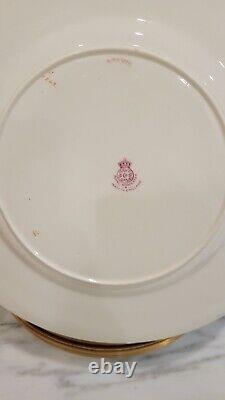 Set of 10 Royal Worcester Dinner Plates With Gold Scrollwork