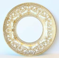 Set of 10 Royal Worcester Gold Harewood Pattern Gilded Dinner Plates 10 5/8
