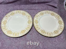 Set of 12 Gold Pompadour Royal Worcester Bone China Dinner Plate 10 1/2 England