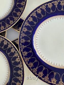 Set of 12 Royal Worcester Cobalt Blue & Gold Porcelain Plates 6 c. 1934-1942