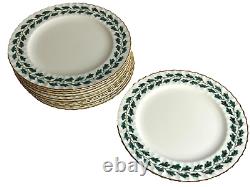 Set of 12 Royal Worcester Royal Oak Gold Rim Dinner Plates Made in England 10.5