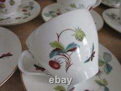 Set of 12 Royal Worcester Strawberry Fair Tea cup & saucer sets