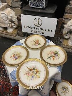 Set of 12 antique royal worcester pottery bailey banks and biddle floral plates