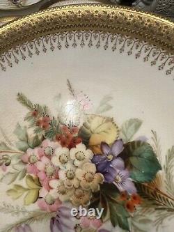 Set of 12 antique royal worcester pottery bailey banks and biddle floral plates
