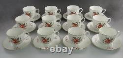 Set of 24 English Porcelain Royal Worcester Lynbrook Tea Cups & Saucers