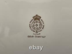 Set of 4 Royal Worcester Bone China GOLD CHANTILLY Dinner Plates
