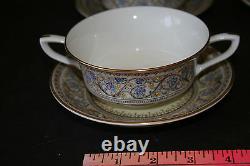 Set of 4 Royal Worcester Lady Evelyn Pattern Footed Cream Soup Bowl & Saucers #2