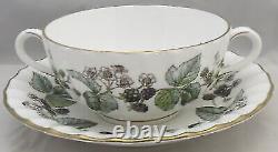 Set of 4 Royal Worcester Lavinia White Footed Cream Soup Bowl & Saucer Sets