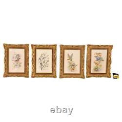 Set of 4 Royal Worcester Porcelain Framed Plaques of Birds