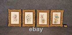 Set of 4 Royal Worcester Porcelain Framed Plaques of Birds