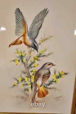 Set of 4 Royal Worcester Porcelain Framed Plaques of Birds